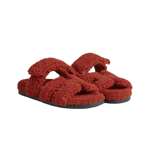 Hermès Chypre Sandal - Red Shearling