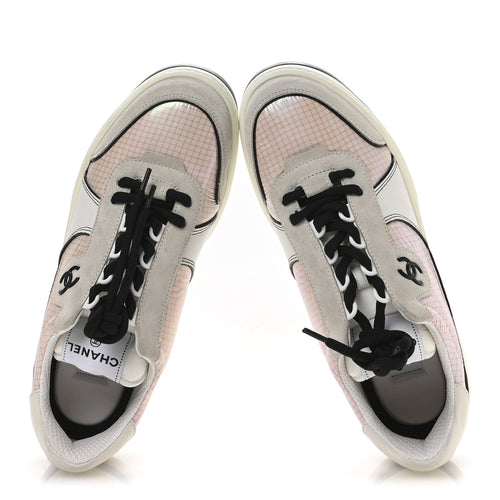 SUEDE FABRIC CALFSKIN WOMENS CC SNEAKERS PINK GREY WHITE