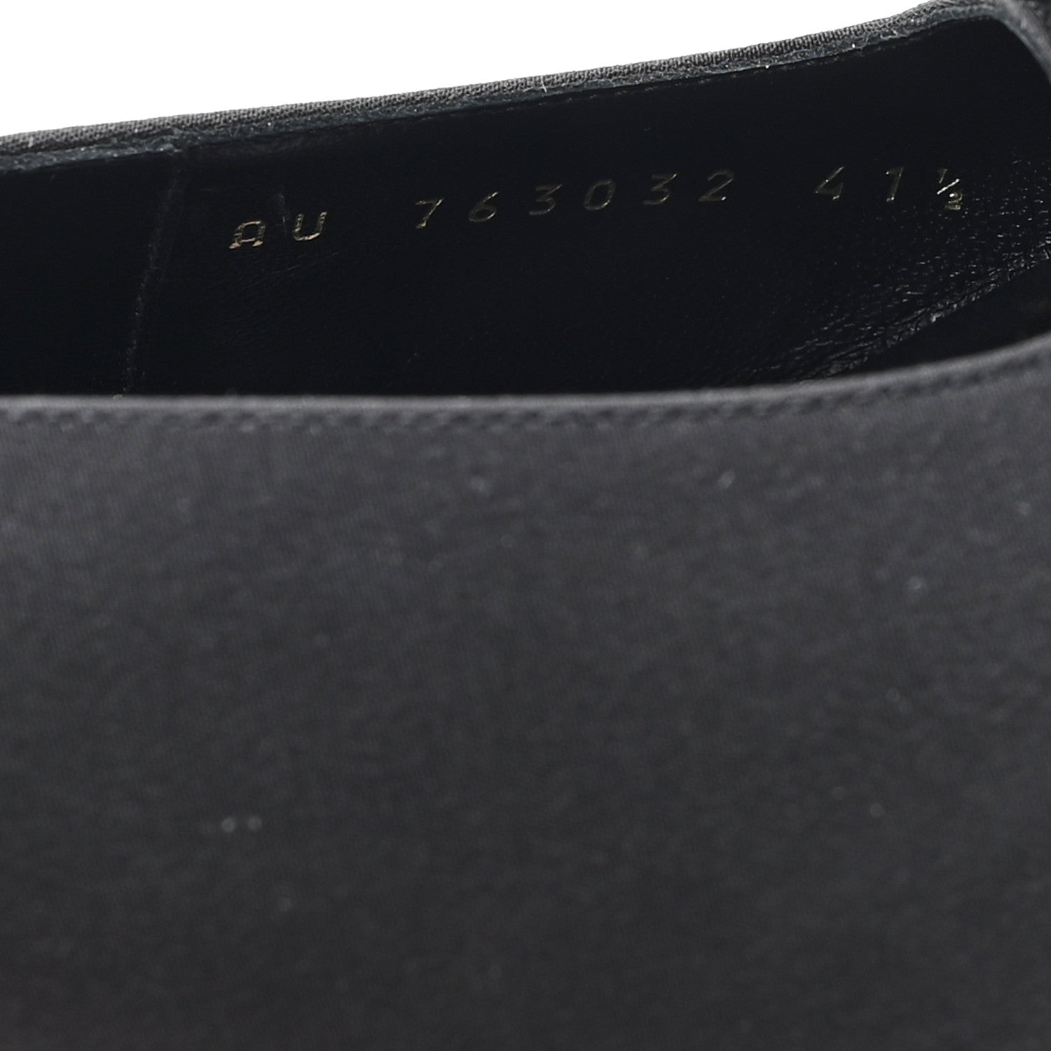 CREPE DE CHINE CRYSTAL BOW SLINGBACK PUMPS BLACK