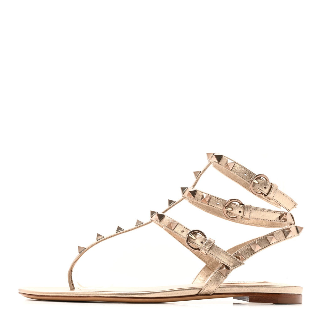 NAPPA ROCKSTUD ANKLE STRAP FLAT THONG SANDALS SKIN