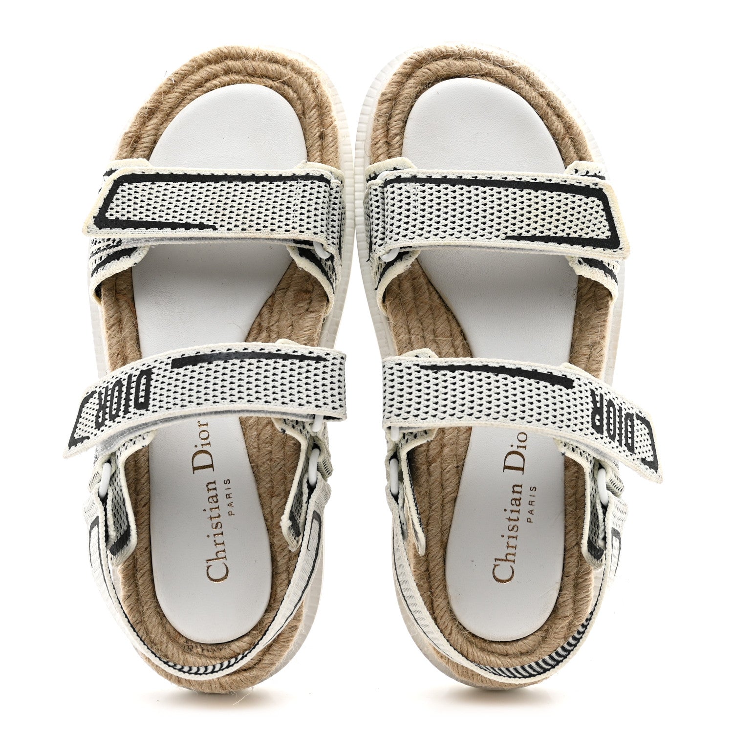 TECHNICAL KNIT JUTE DIORACT 10MM SANDALS WHITE BLACK