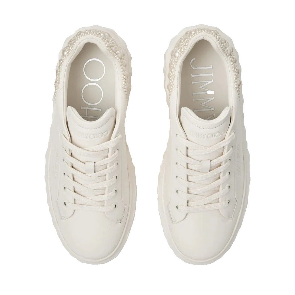 Jimmy Choo Diamond Maxi/F II Leather Sneaker - Latte/Pearl
