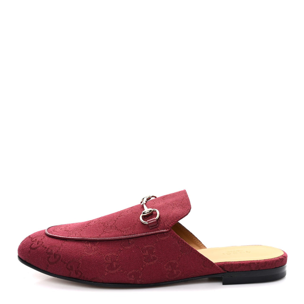 NEW CANVAS GG MONOGRAM MALAGA KID WOMENS PRINCETOWN SLIPPERS ROSSO ANCORA