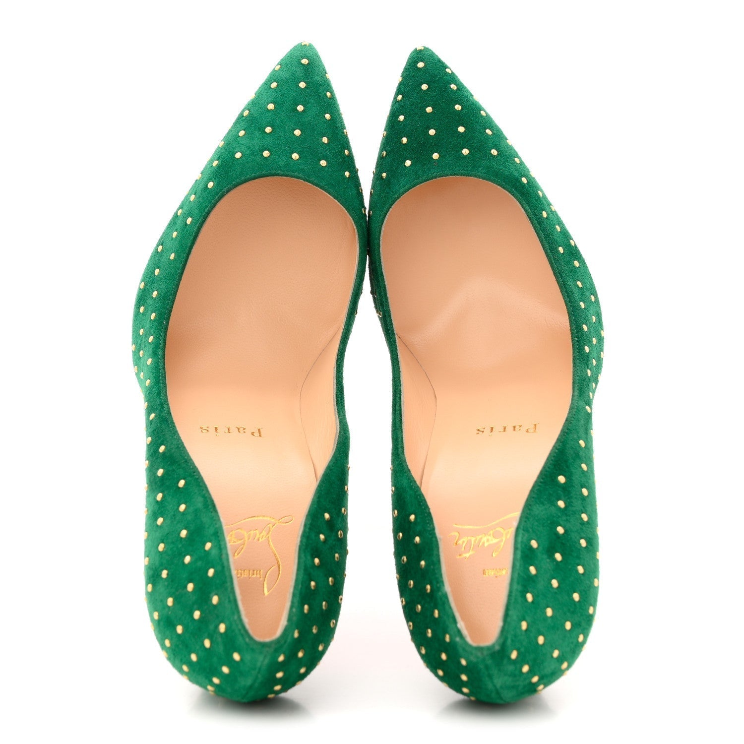 SUEDE PIGALLE FOLLIES PLUME 100 PUMPS CANOPEE ANTIQUE GOLD