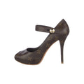 Louis Vuitton Satin Crystal Logo Pumps - Brown Monogram