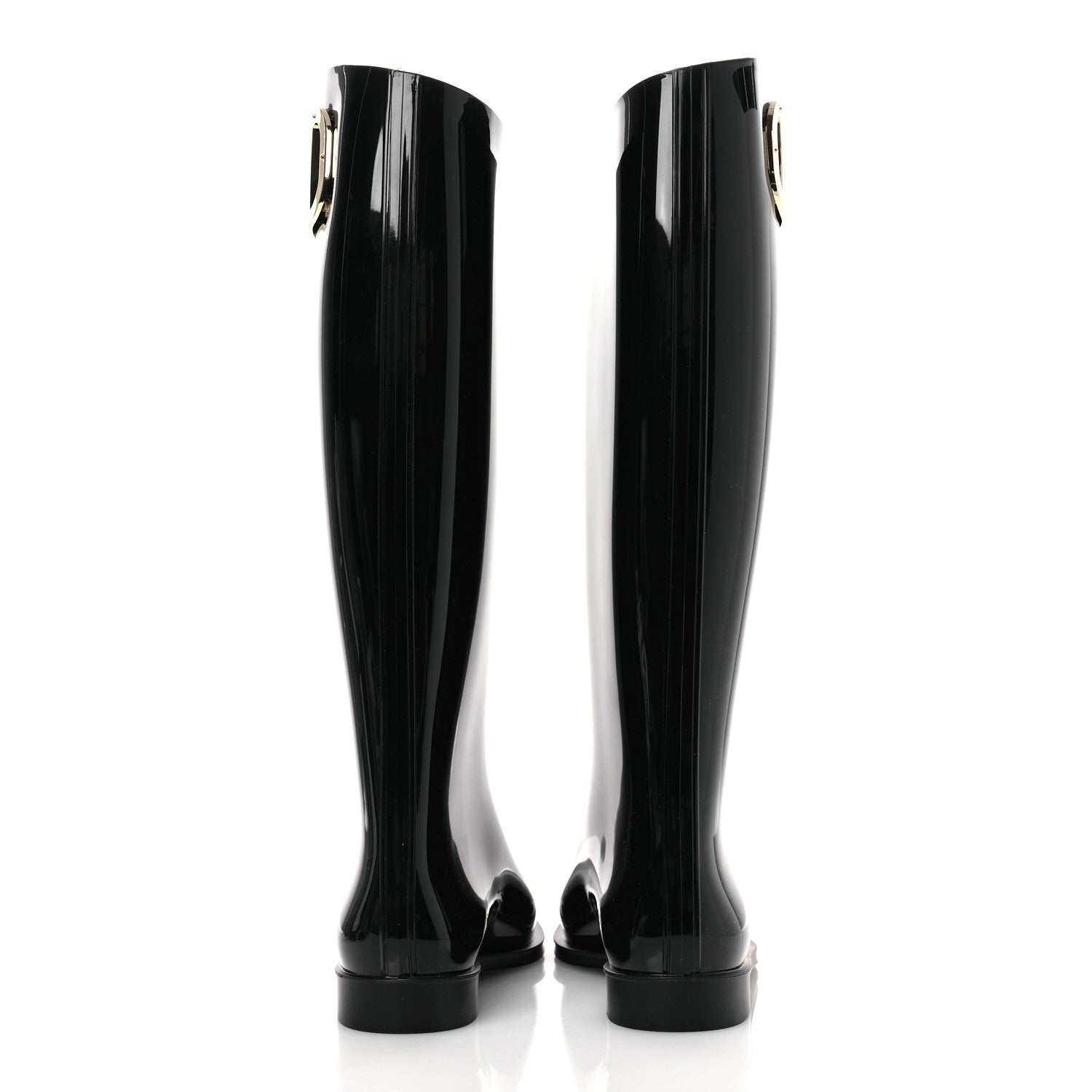 RUBBER VLOGO KNEE HIGH RAIN BOOTS BLACK