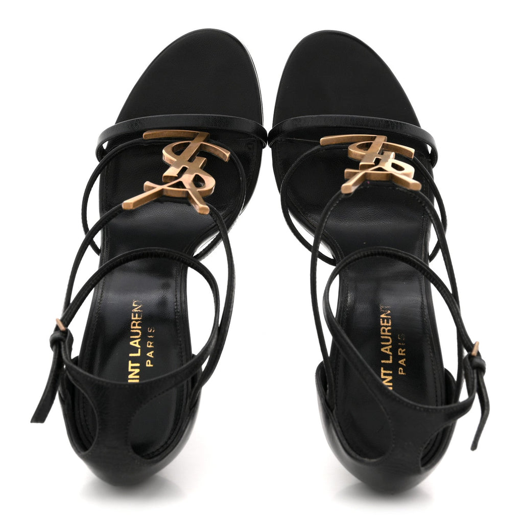 CALFSKIN CASSANDRA 100 ANKLE STRAP SANDALS BLACK