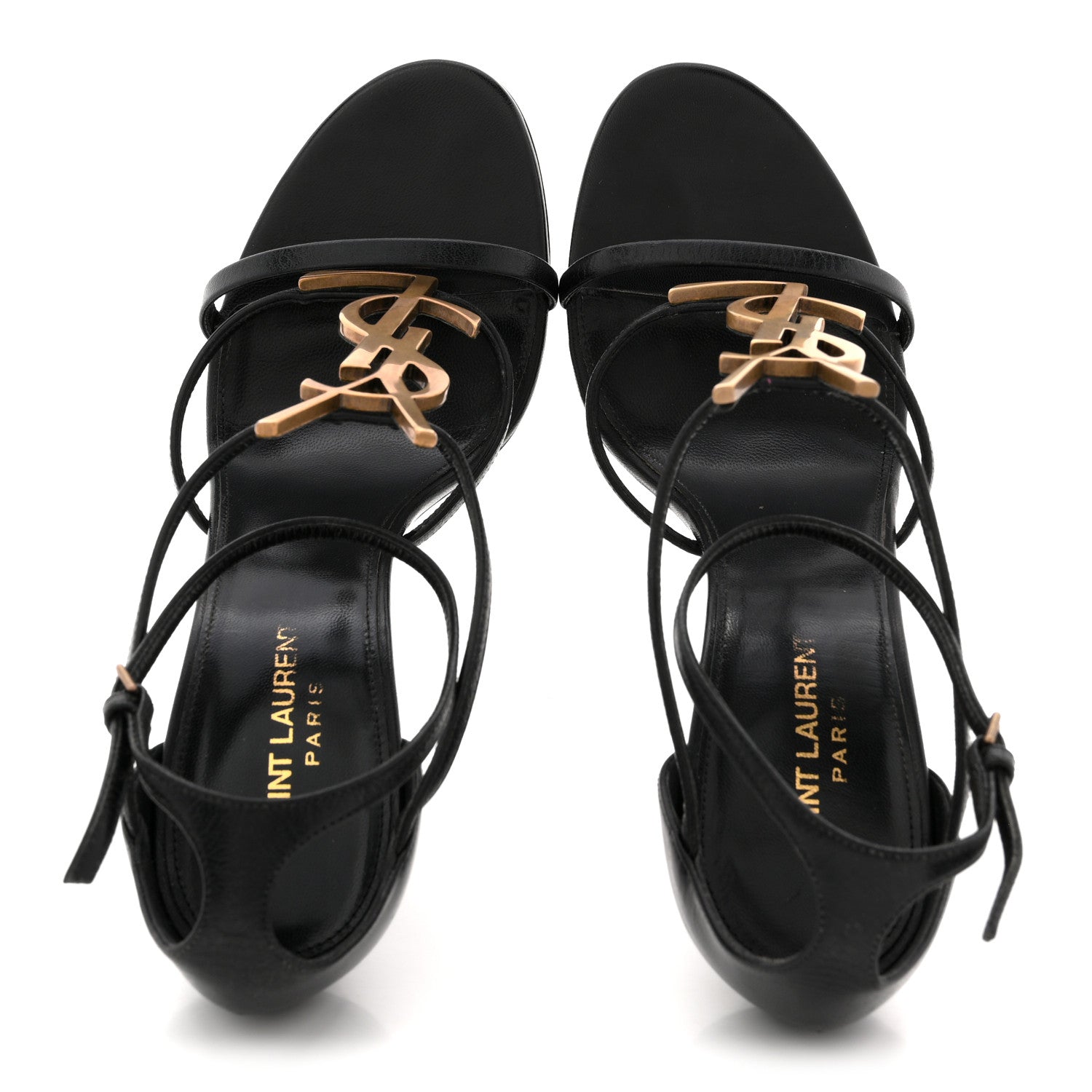 CALFSKIN CASSANDRA 100 ANKLE STRAP SANDALS BLACK