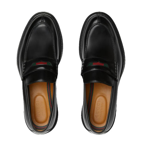 Gucci Como Loafer, Leather - Black with Web Detail