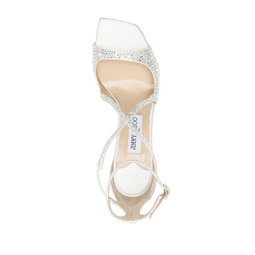 Jimmy Choo Bridal Azia Embellished Leather Sandals - White (crystal embellished)