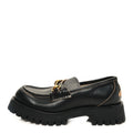 CORDOVAN LUX WOMENS HARALD HORSEBIT 25MM PLATFORM LOAFERS BLACK