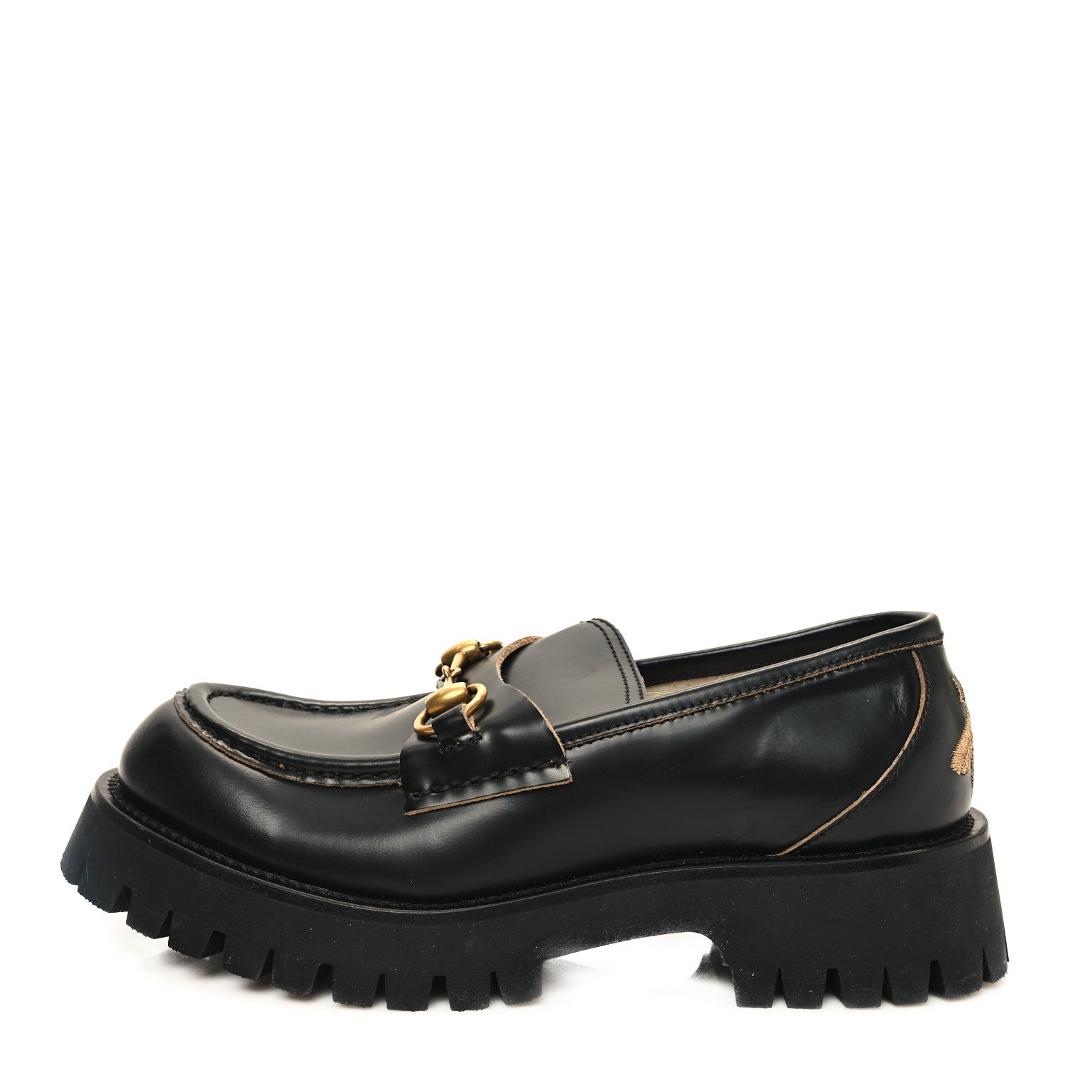 CORDOVAN LUX WOMENS HARALD HORSEBIT 25MM PLATFORM LOAFERS BLACK