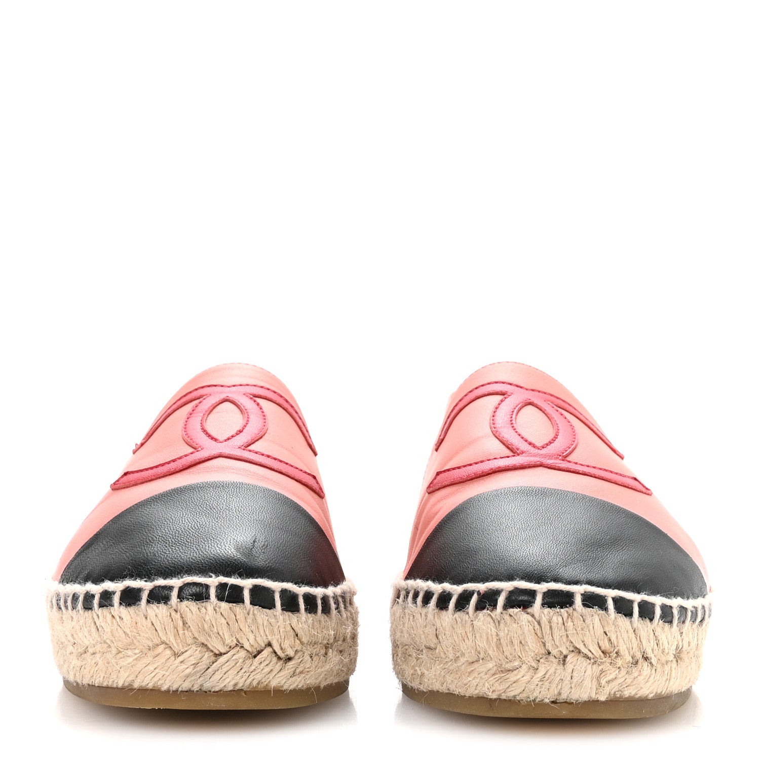 LAMBSKIN CC ESPADRILLES PINK RED BLACK