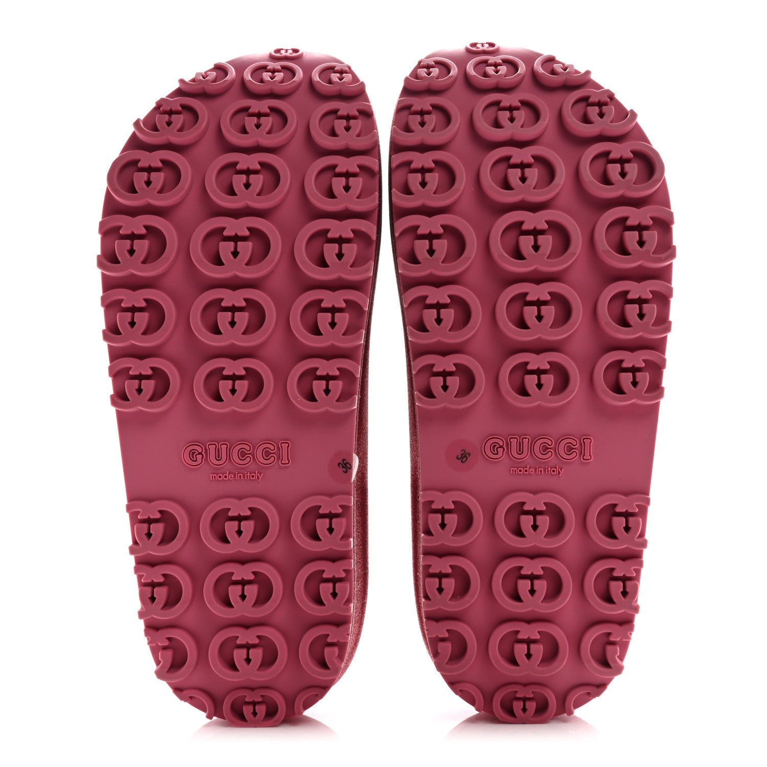 GLITTER RUBBER WOMENS INTERLOCKING G PLATFORM 42MM SLIDE SANDALS ROSE
