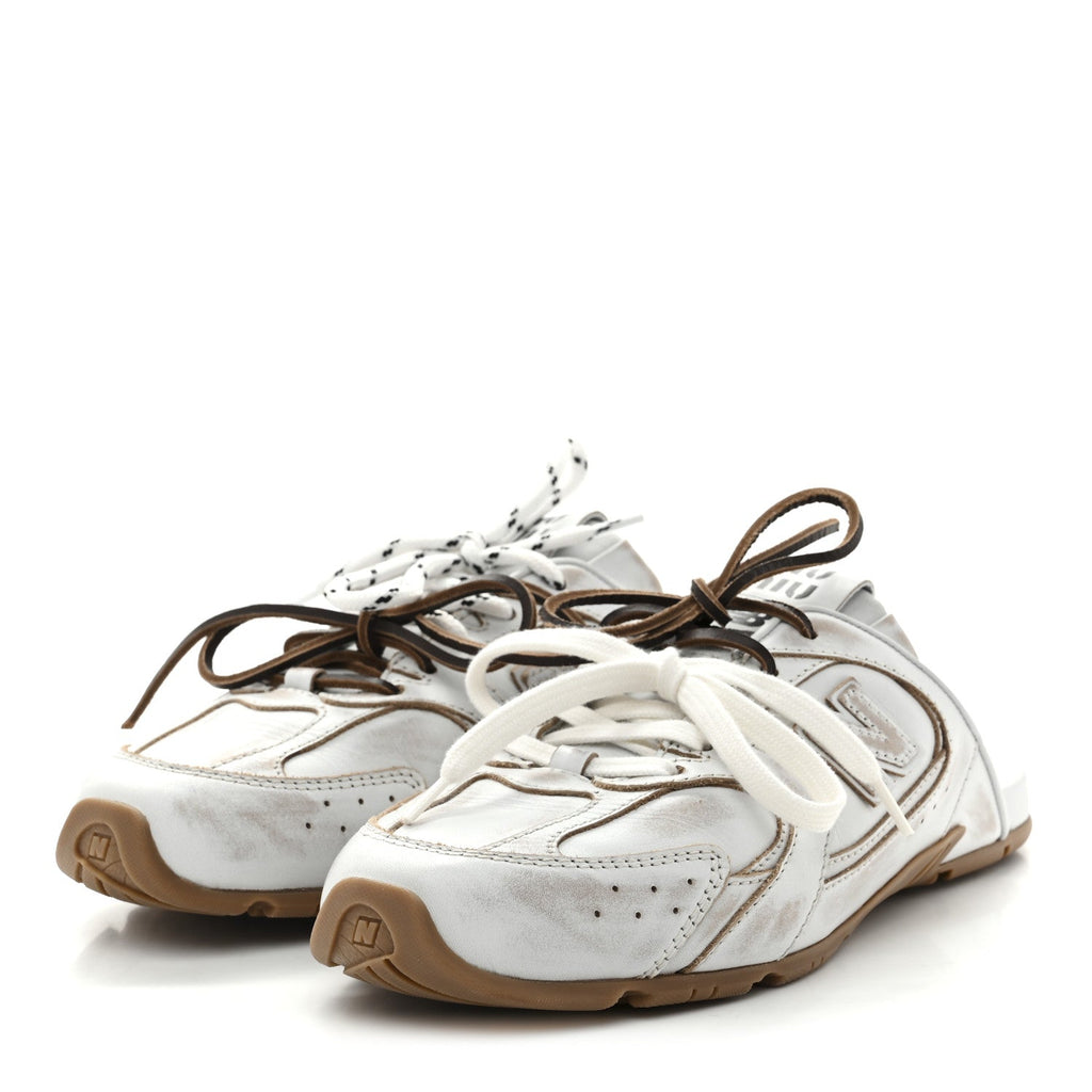 X NEW BALANCE BLEACHED CALFSKIN 530 SL SLIP-ON SNEAKERS MULES WHITE