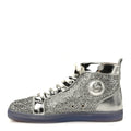 LAMINATED NAPPA FROZEN STRASS MENS LOUIS ORLATO FLAT SNEAKERS SILVER