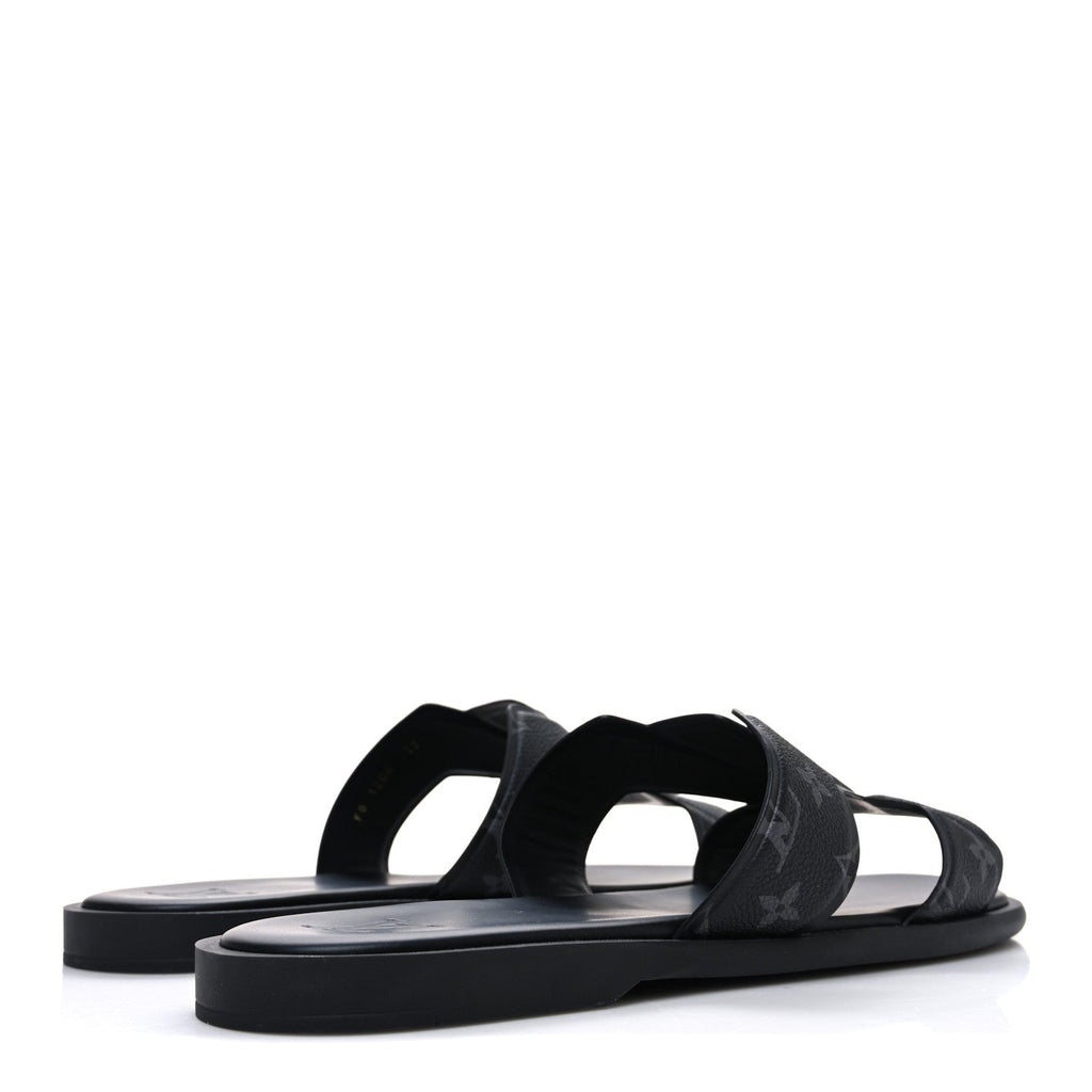 MONOGRAM ECLIPSE CALFSKIN MENS LV OASIS MULES BLACK