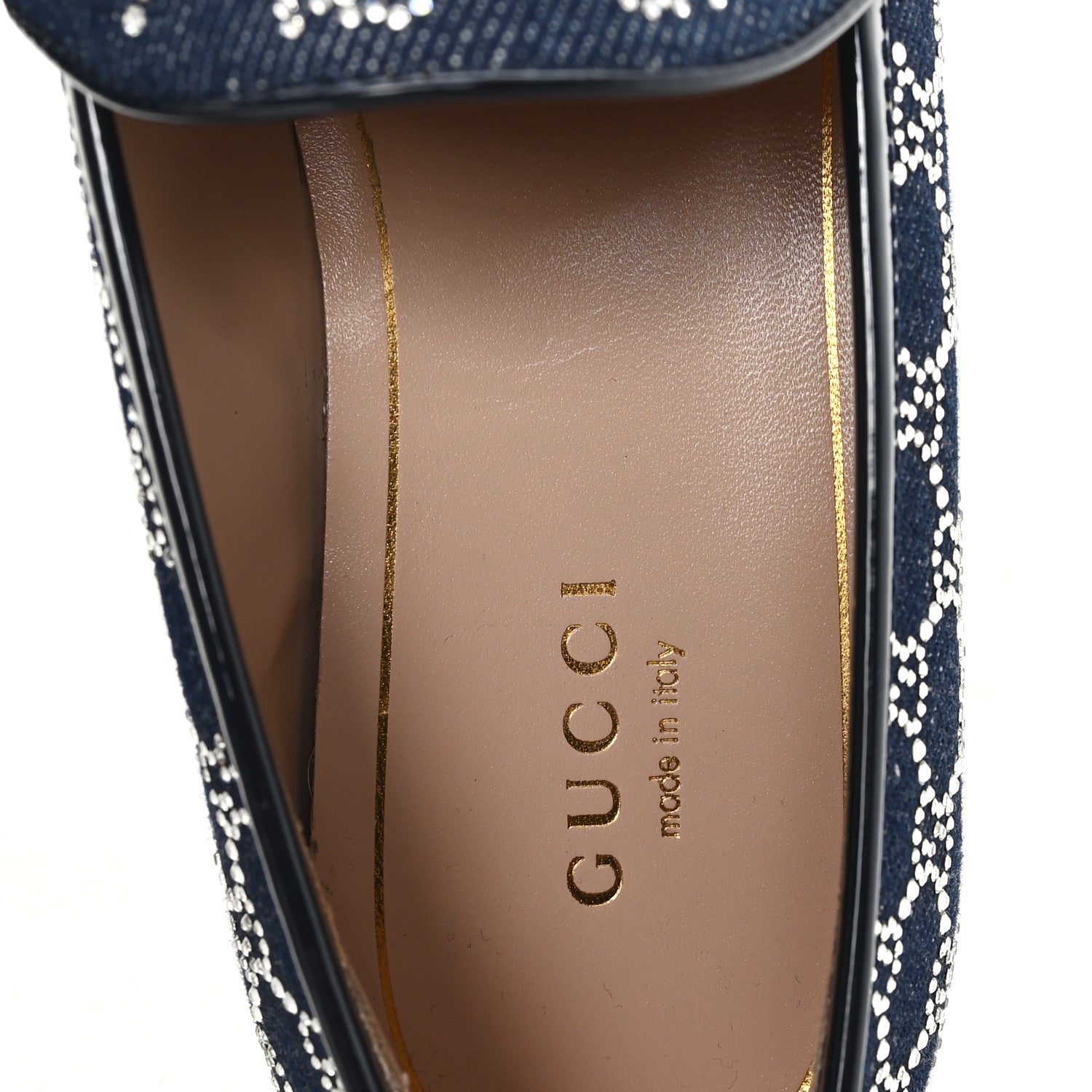 NEW DENIM CRYSTAL GG MONOGRAM WOMENS 1953 HORSEBIT JORDAAN LOAFER BLUE