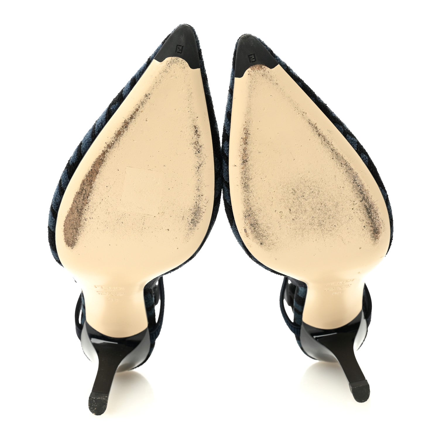 FABRIC JACQUARD FF COLIBRI LITE 85MM SLINGBACK PUMPS BLACK BLUE