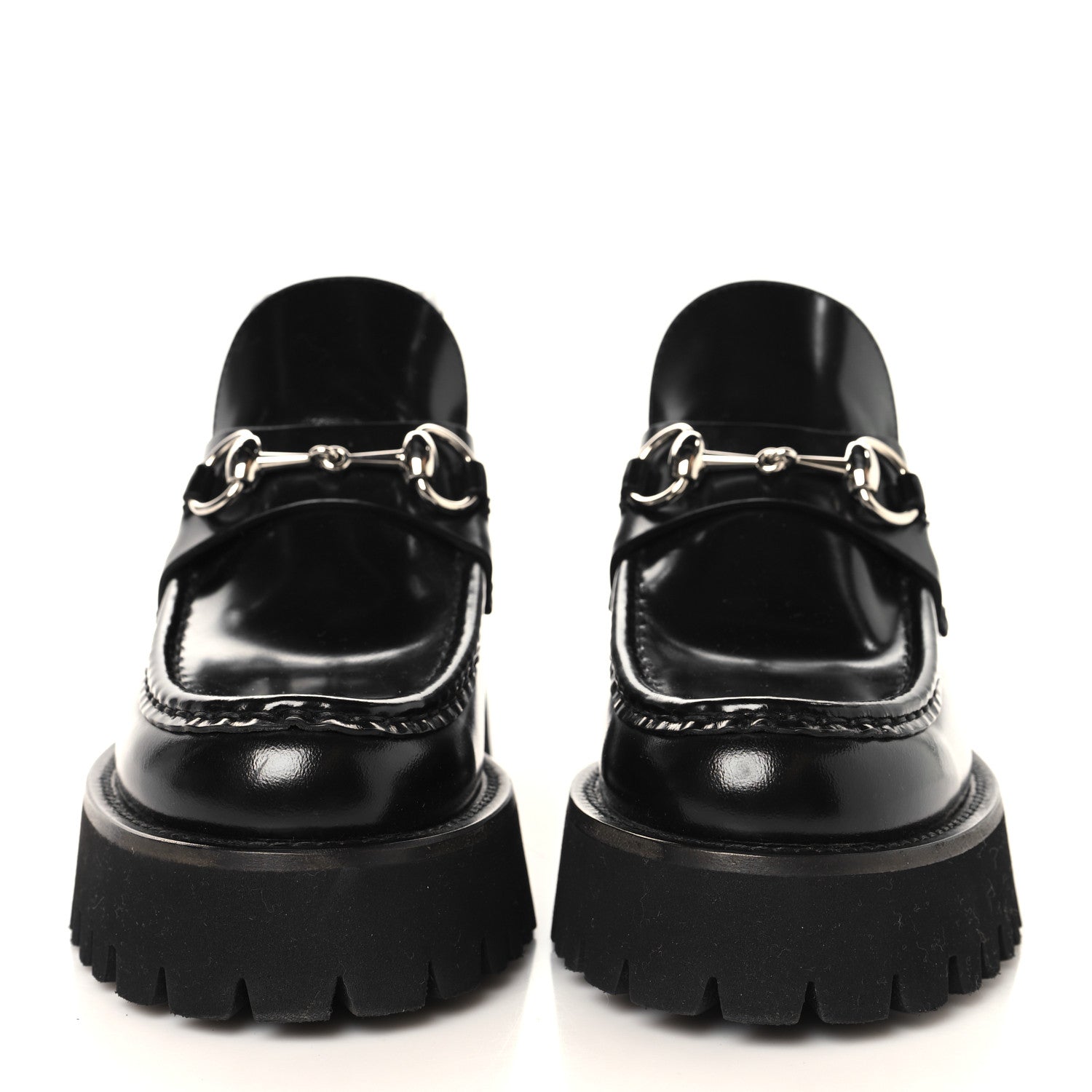 CORDOVAN LUX WOMENS HORSEBIT PLATFORM ANKLE BOOTS BLACK