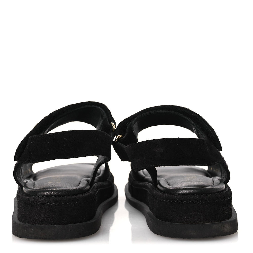 SUEDE CALFSKIN DAD SANDALS BLACK
