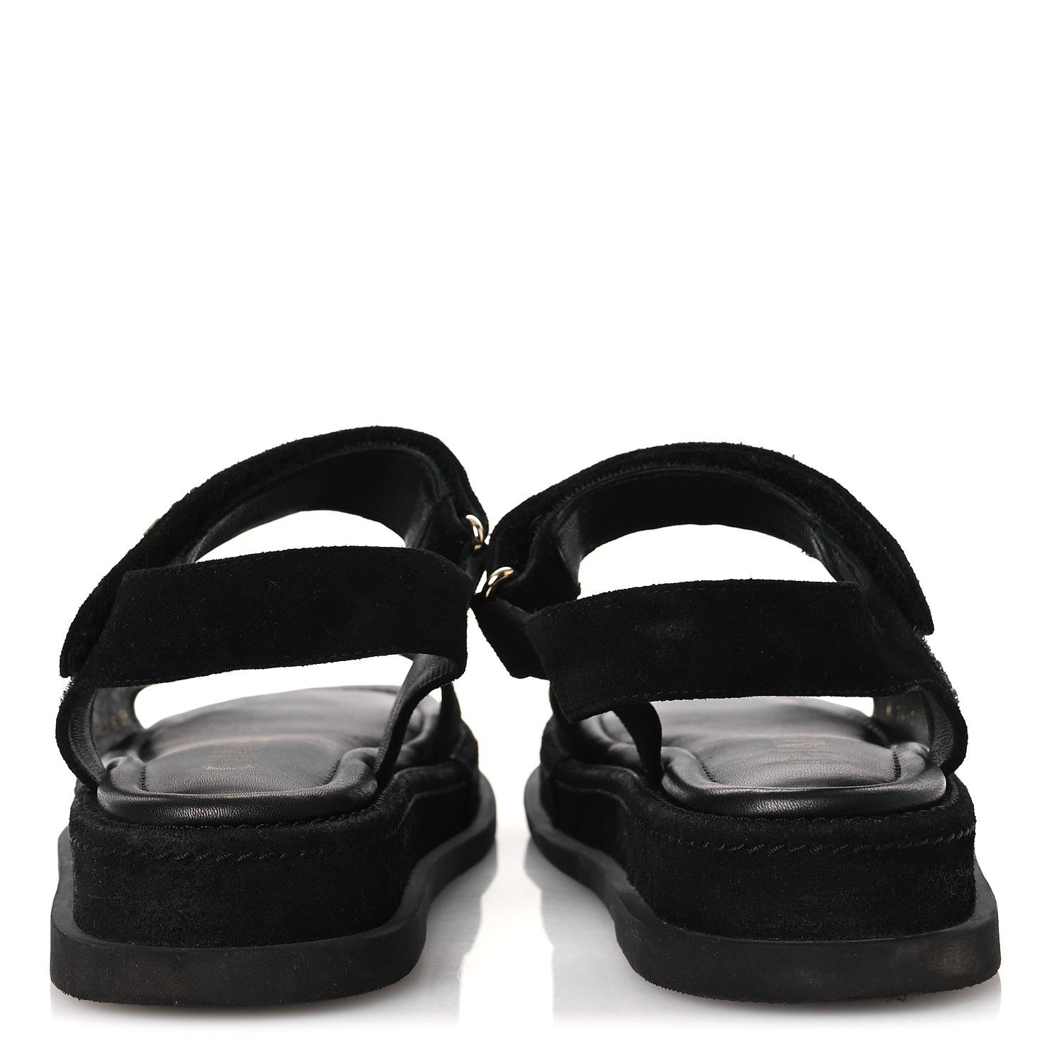 SUEDE CALFSKIN DAD SANDALS BLACK
