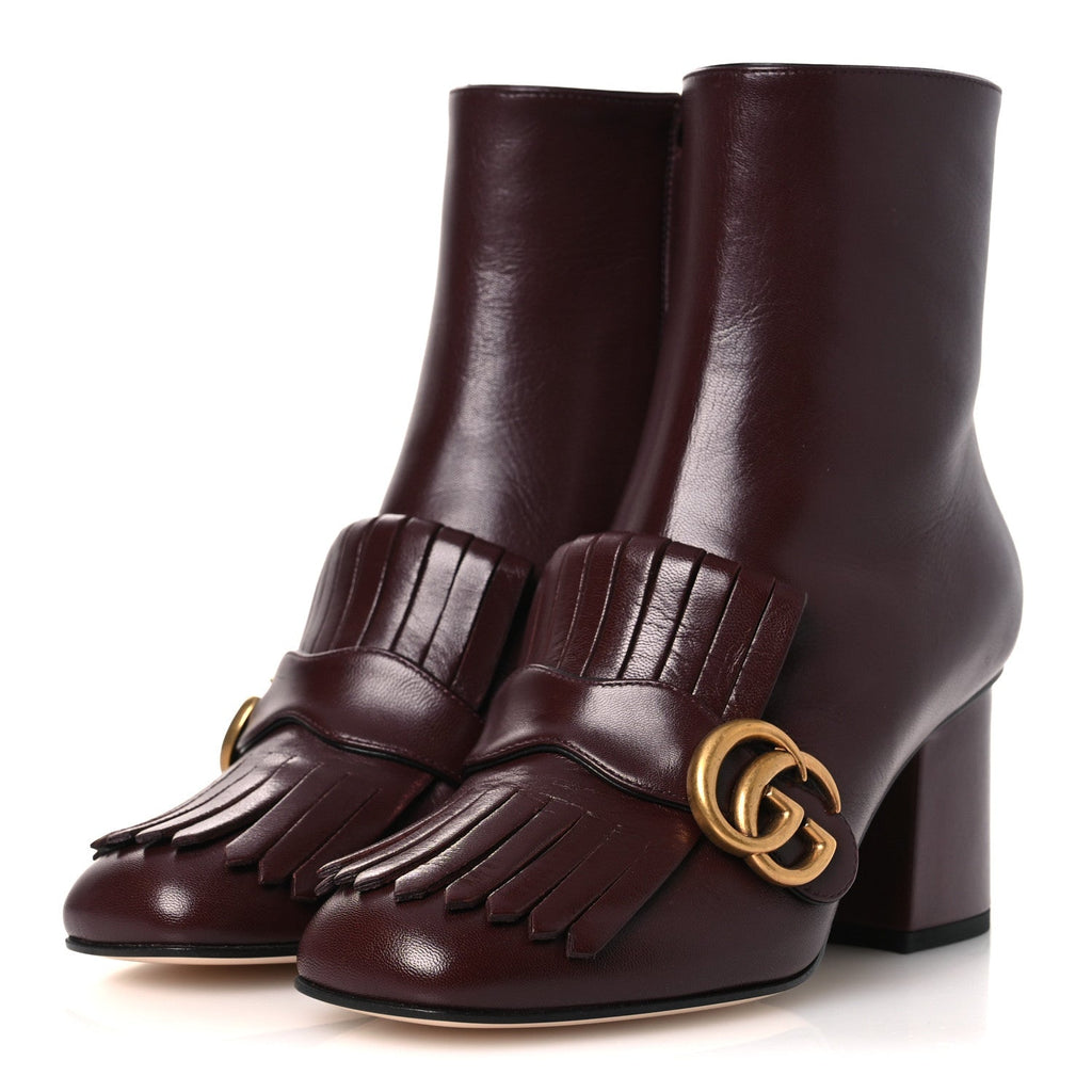 MALAGA KID GG MARMONT FRINGE 75MM ANKLE BOOTS VINTAGE BORDEAUX