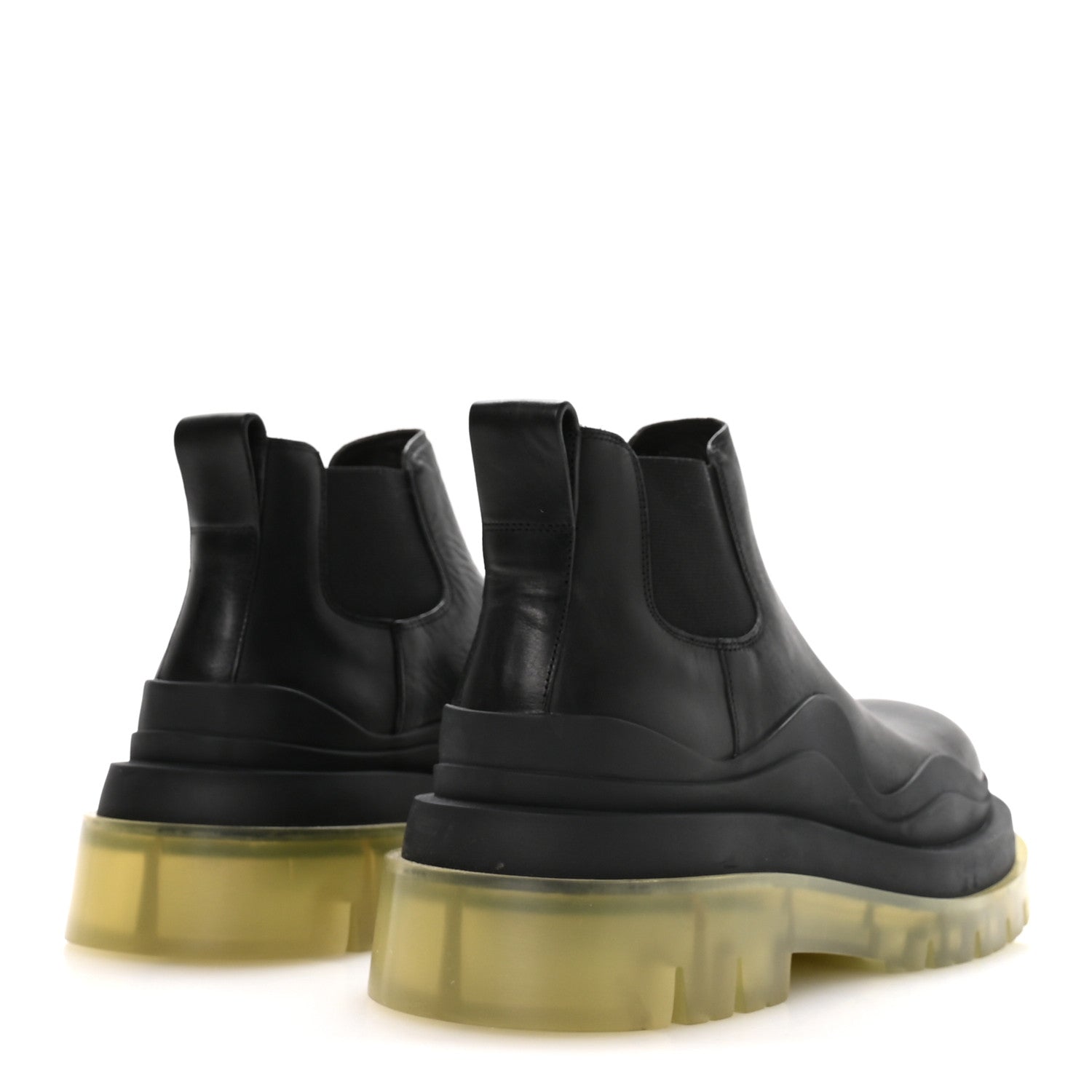 CALFSKIN THE TIRE CROPPED CHELSEA SHORT BOOTS BLACK TRANSPARENT