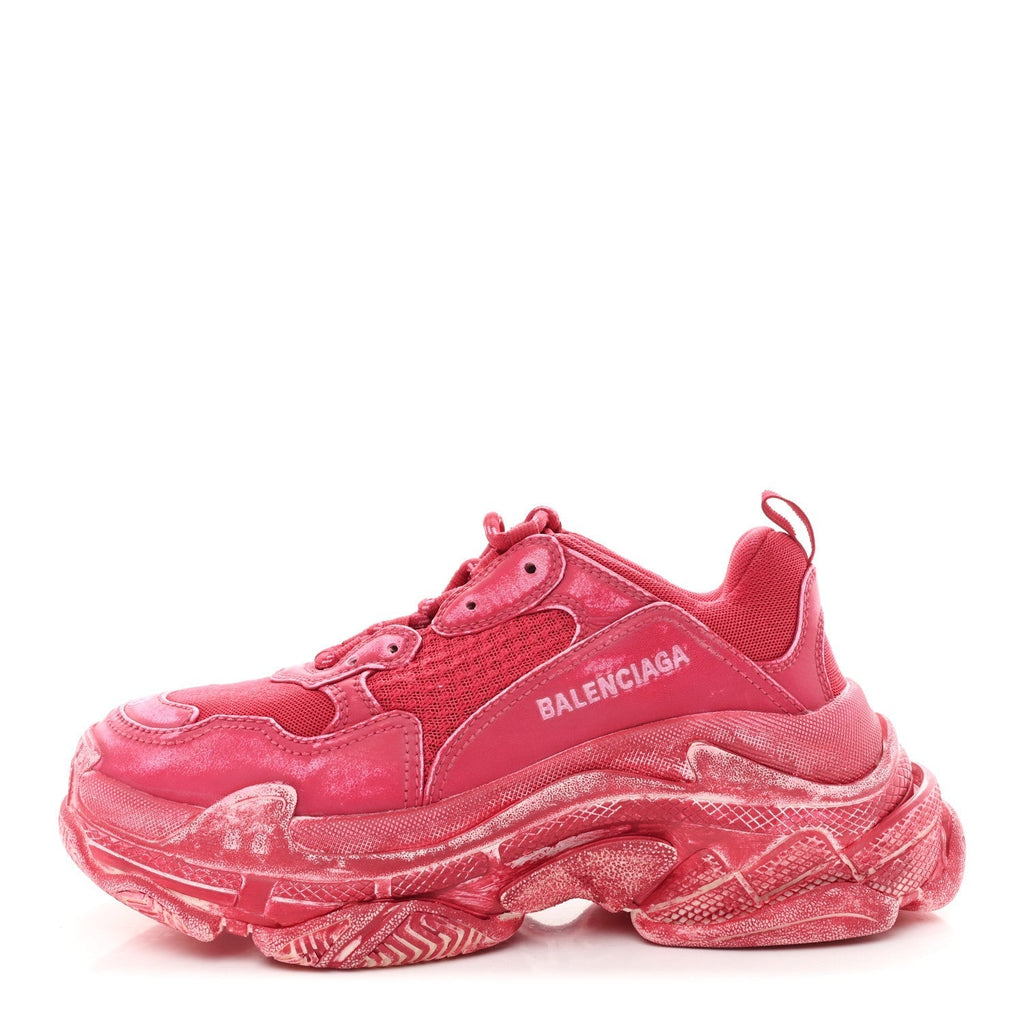 FABRIC MESH FADED WASHED WOMENS TRIPLE S SNEAKERS RED