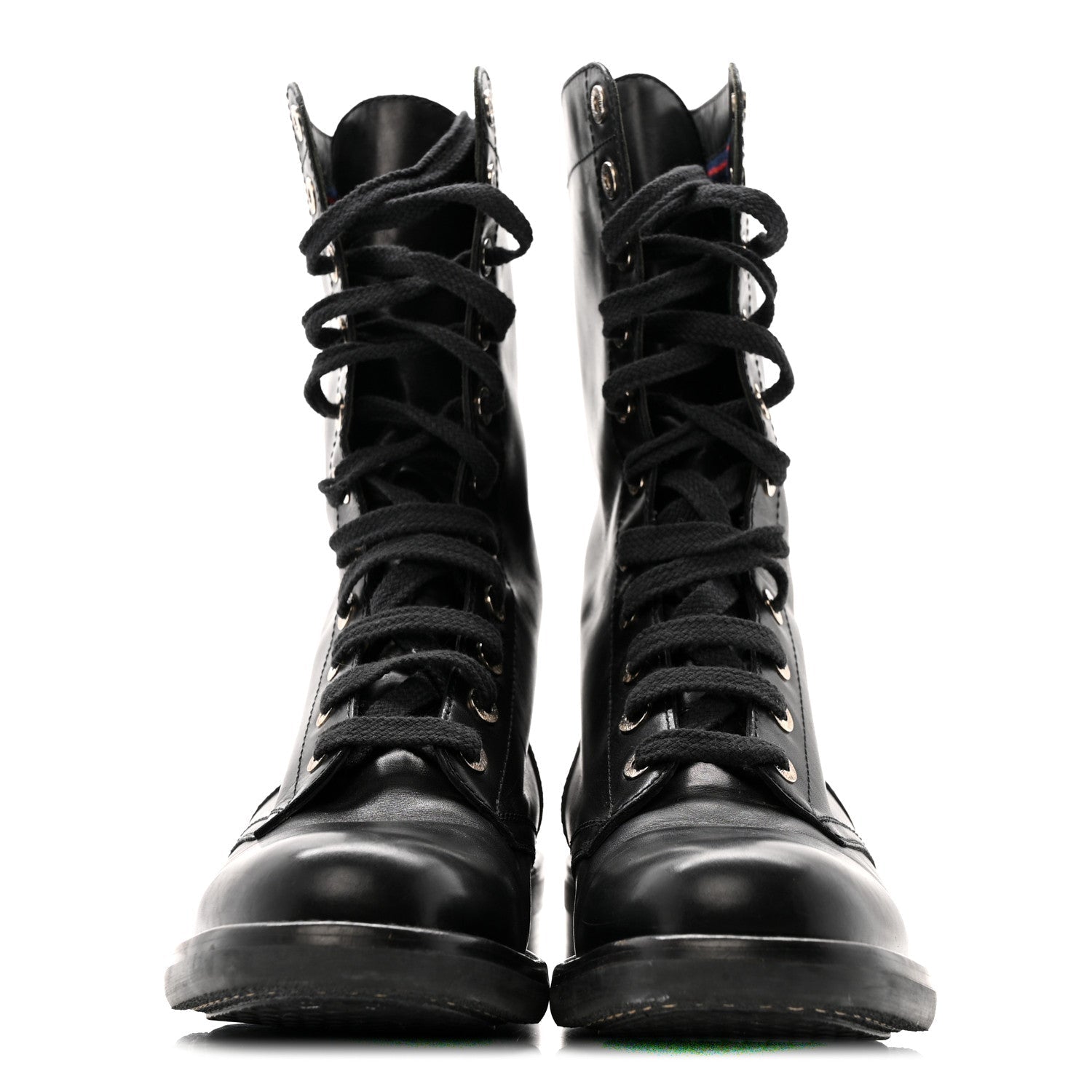 CALFSKIN LACE UP COMBAT BOOTS BLACK