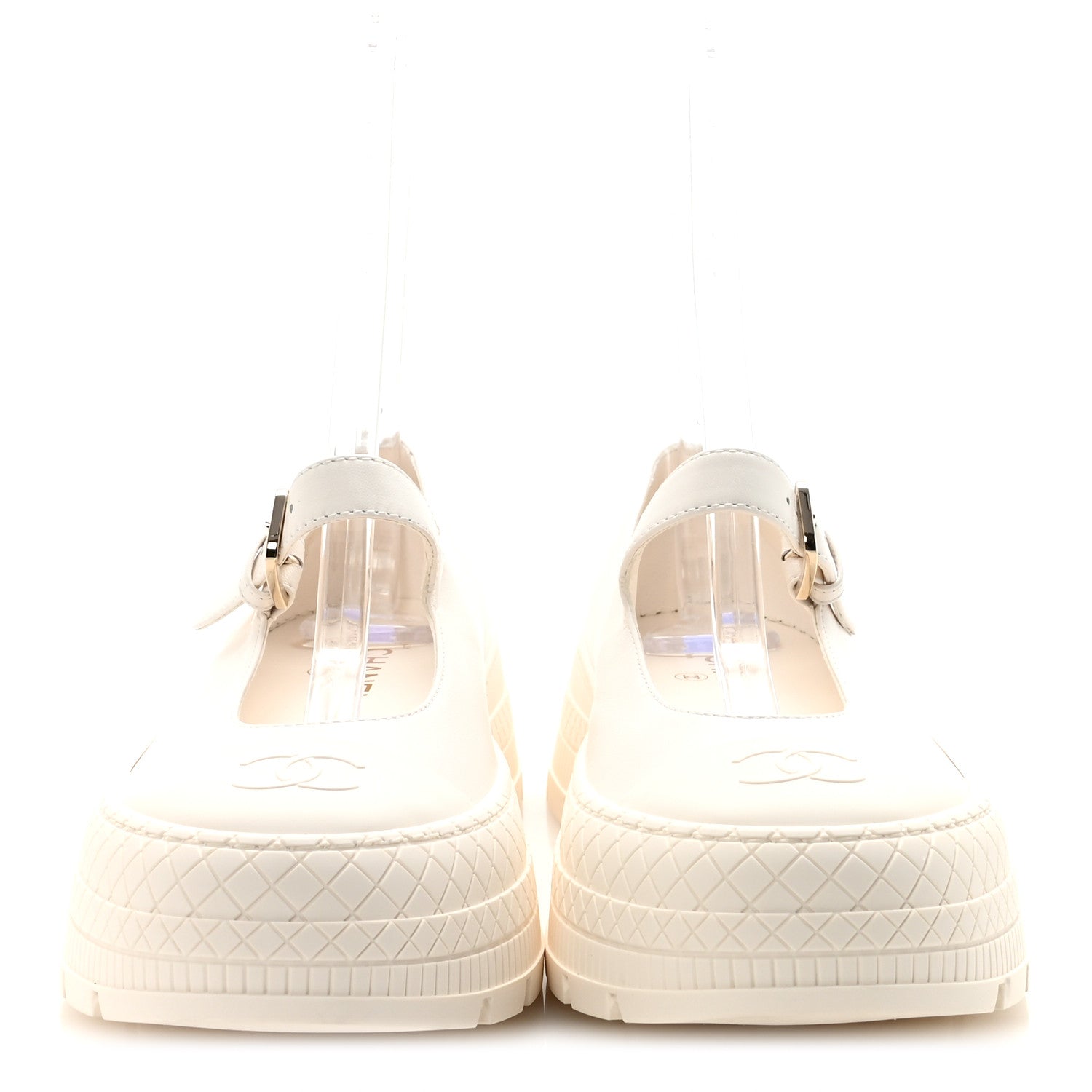 LAMBSKIN MARY JANE FLATS WHITE
