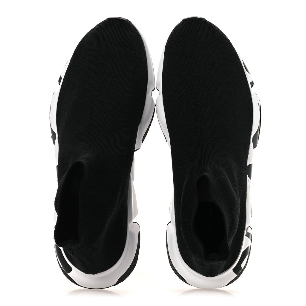 NEOPRENE KNIT WOMENS SPEED GRAFFITI SNEAKERS BLACK WHITE