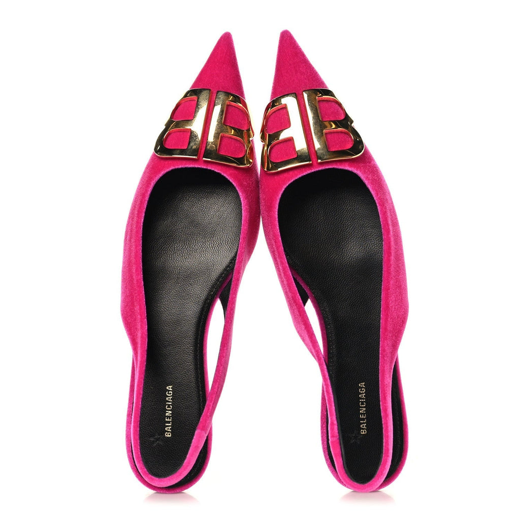 VELVET BB KNIFE POINTY TOE SLINGBACK FLATS PINK