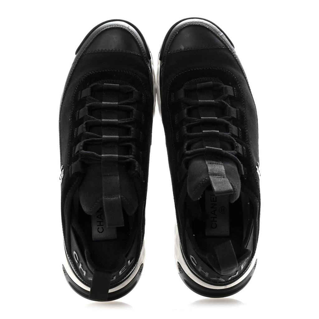 VELVET CALFSKIN MIXED FIBERS MENS CC SNEAKERS BLACK