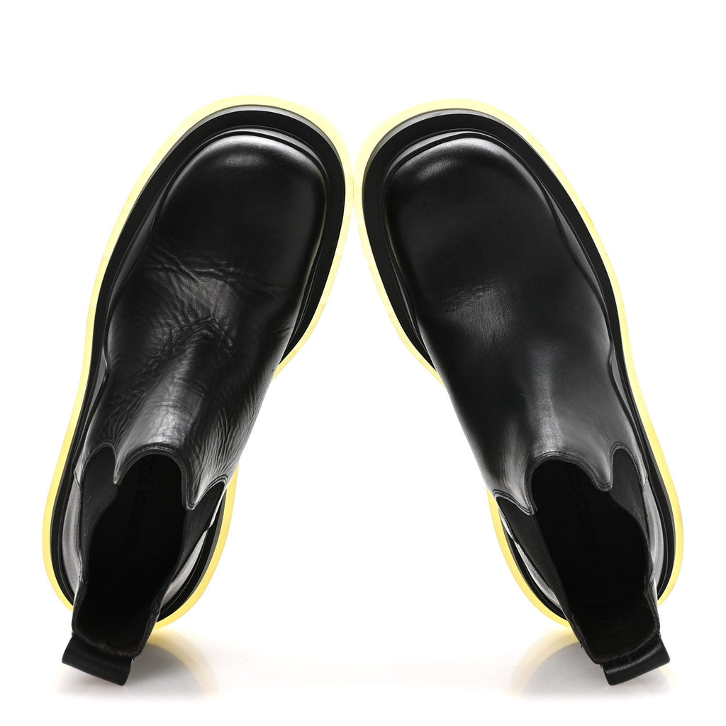 CALFSKIN THE TIRE CROPPED CHELSEA SHORT BOOTS BLACK TRANSPARENT