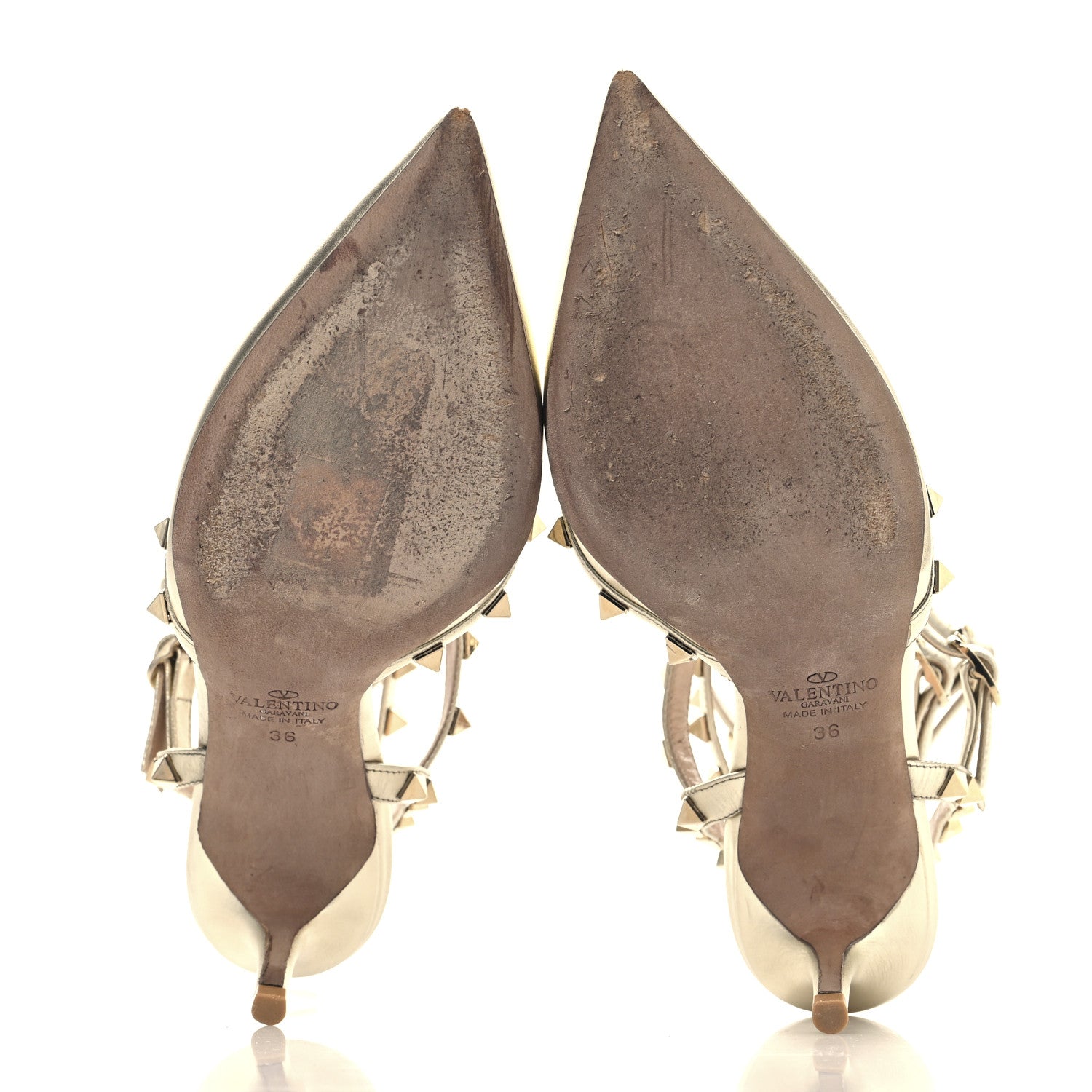 METALLIC NAPPA ROCKSTUD ANKLE STRAP 65MM PUMPS GOLD