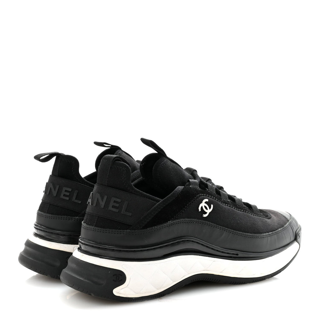 VELVET CALFSKIN MIXED FIBERS MENS CC SNEAKERS BLACK