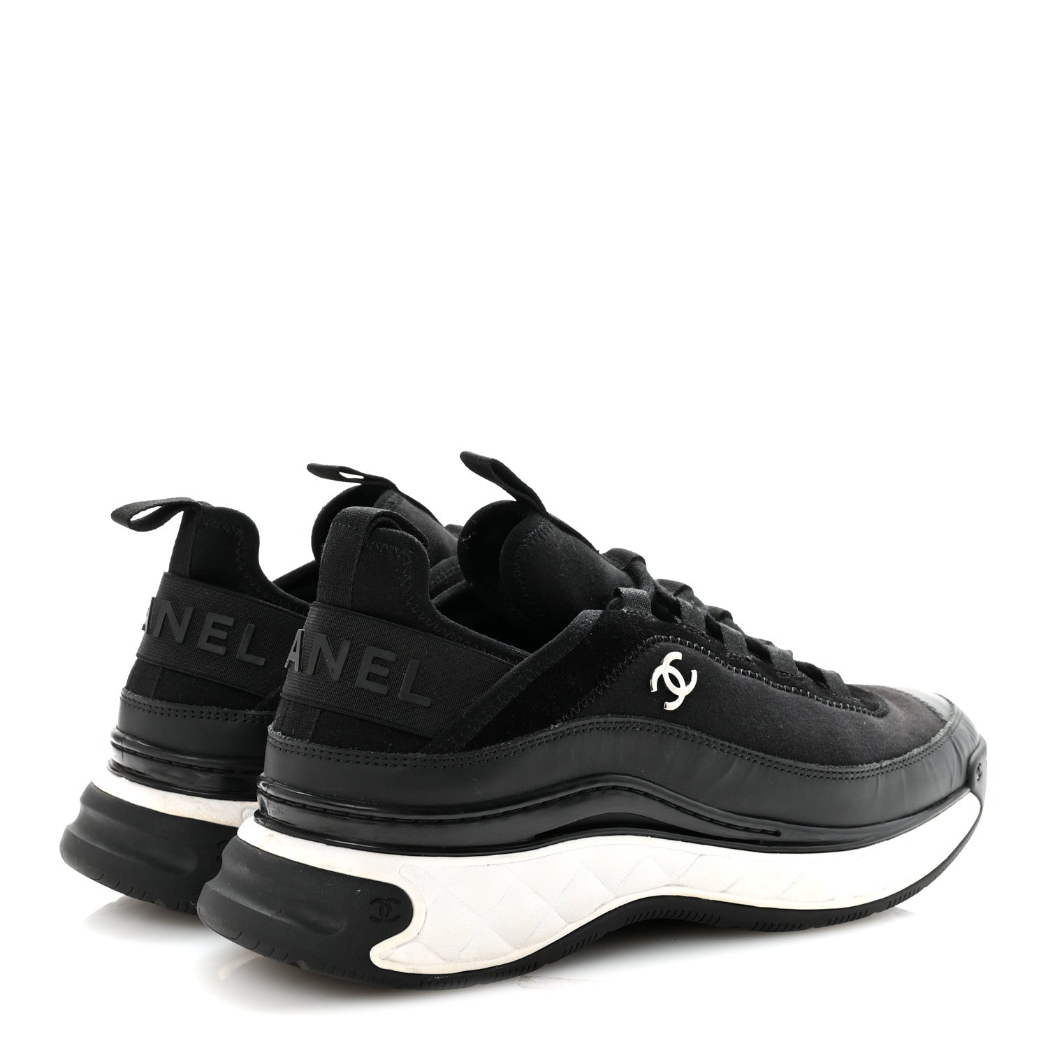 VELVET CALFSKIN MIXED FIBERS MENS CC SNEAKERS BLACK