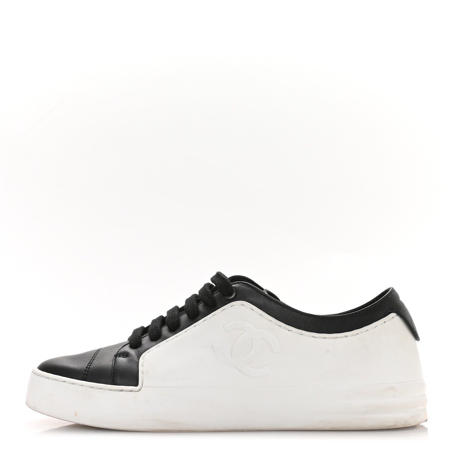 CALFSKIN WOMENS CC SNEAKERS BLACK WHITE