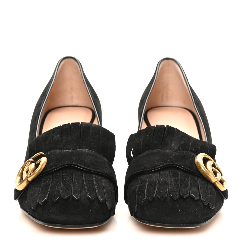 KID SCAMOSCIATO GG MARMONT FRINGE 50MM LOAFER PUMPS BLACK