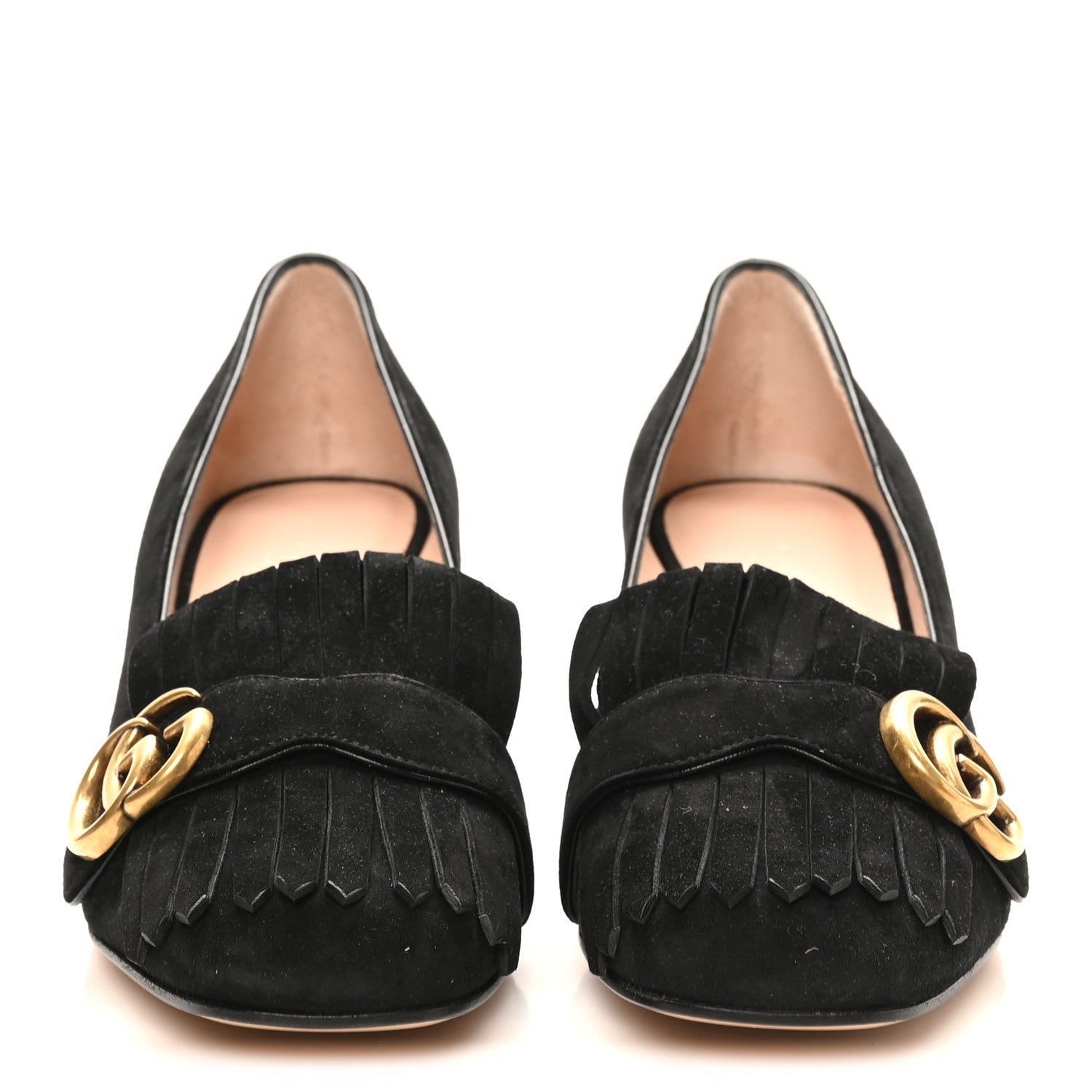 KID SCAMOSCIATO GG MARMONT FRINGE 50MM LOAFER PUMPS BLACK