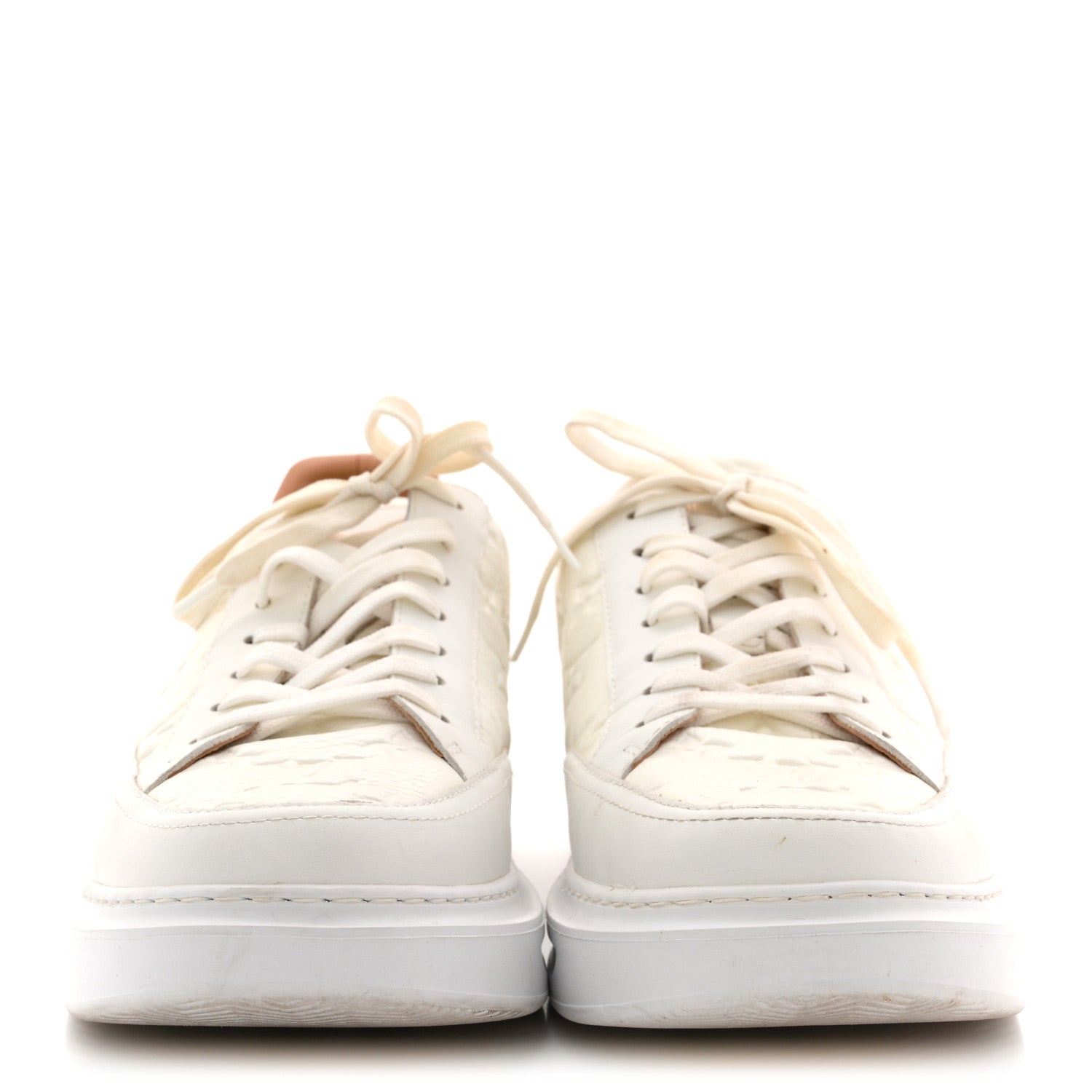 GRAINED CALFSKIN EMBOSSED MONOGRAM MENS BEVERLY HILLS SNEAKERS WHITE