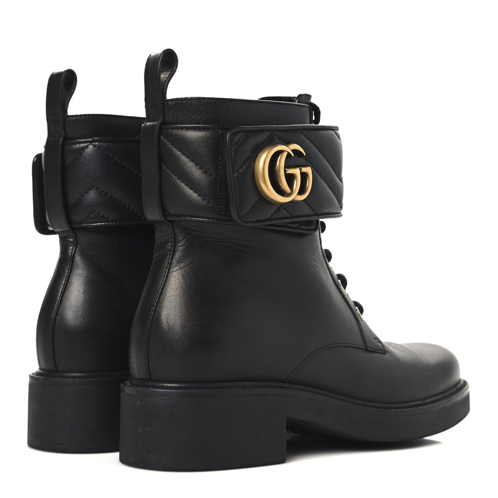 FLORES CALFSKIN NAPPA MATELASSE GG 40MM ANKLE BOOTS BLACK
