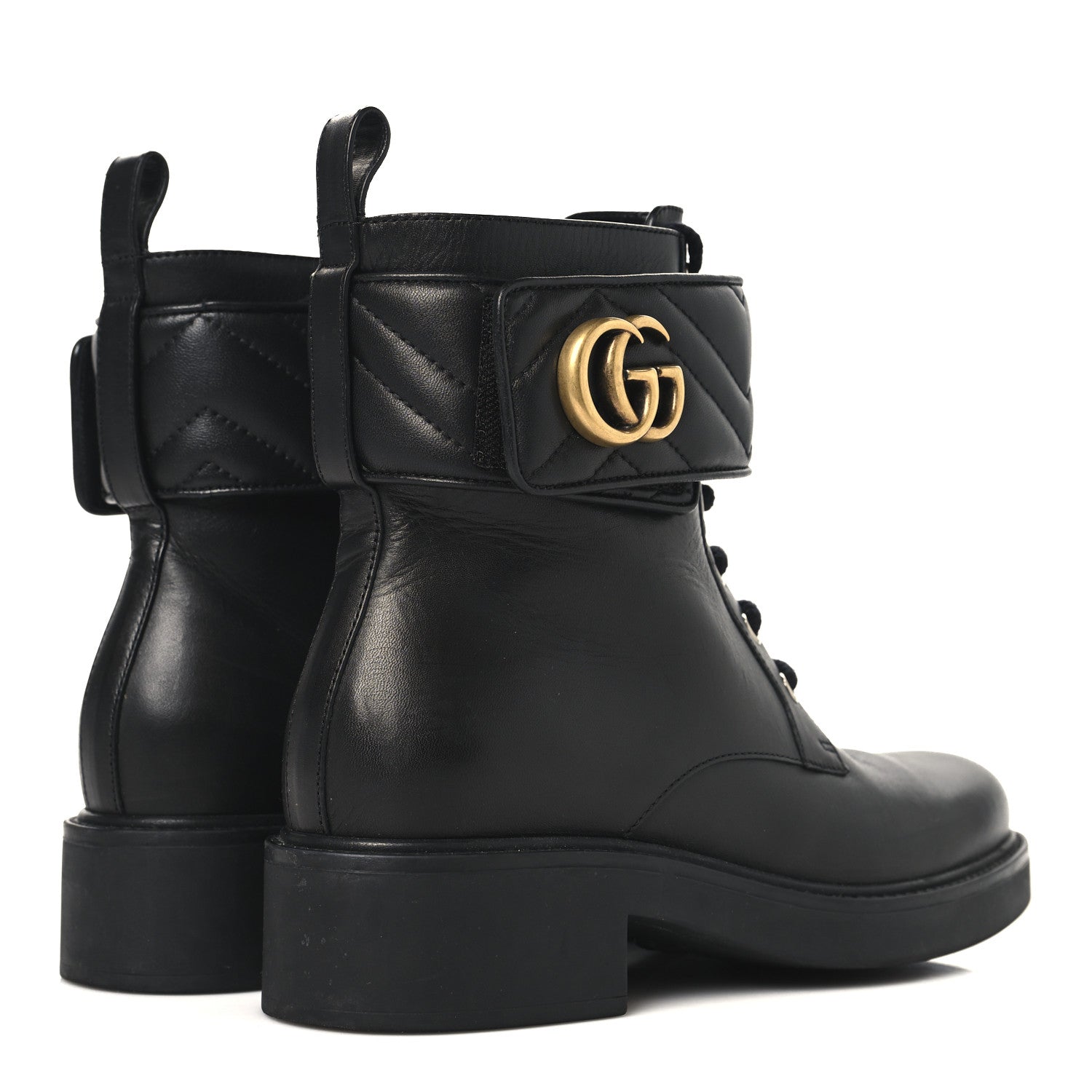 FLORES CALFSKIN NAPPA MATELASSE GG 40MM ANKLE BOOTS BLACK