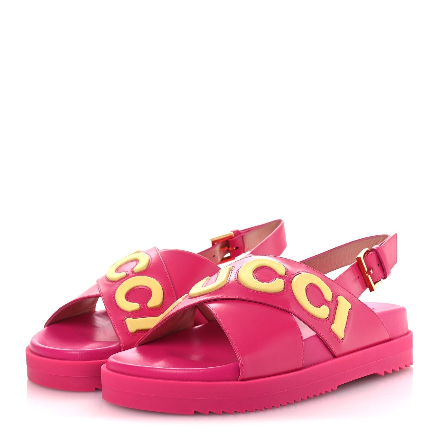 CALFSKIN ELIZABETH NAPPA CHARLOTTE LOGO SLINGBACK SANDALS FANCY FUCHSIA