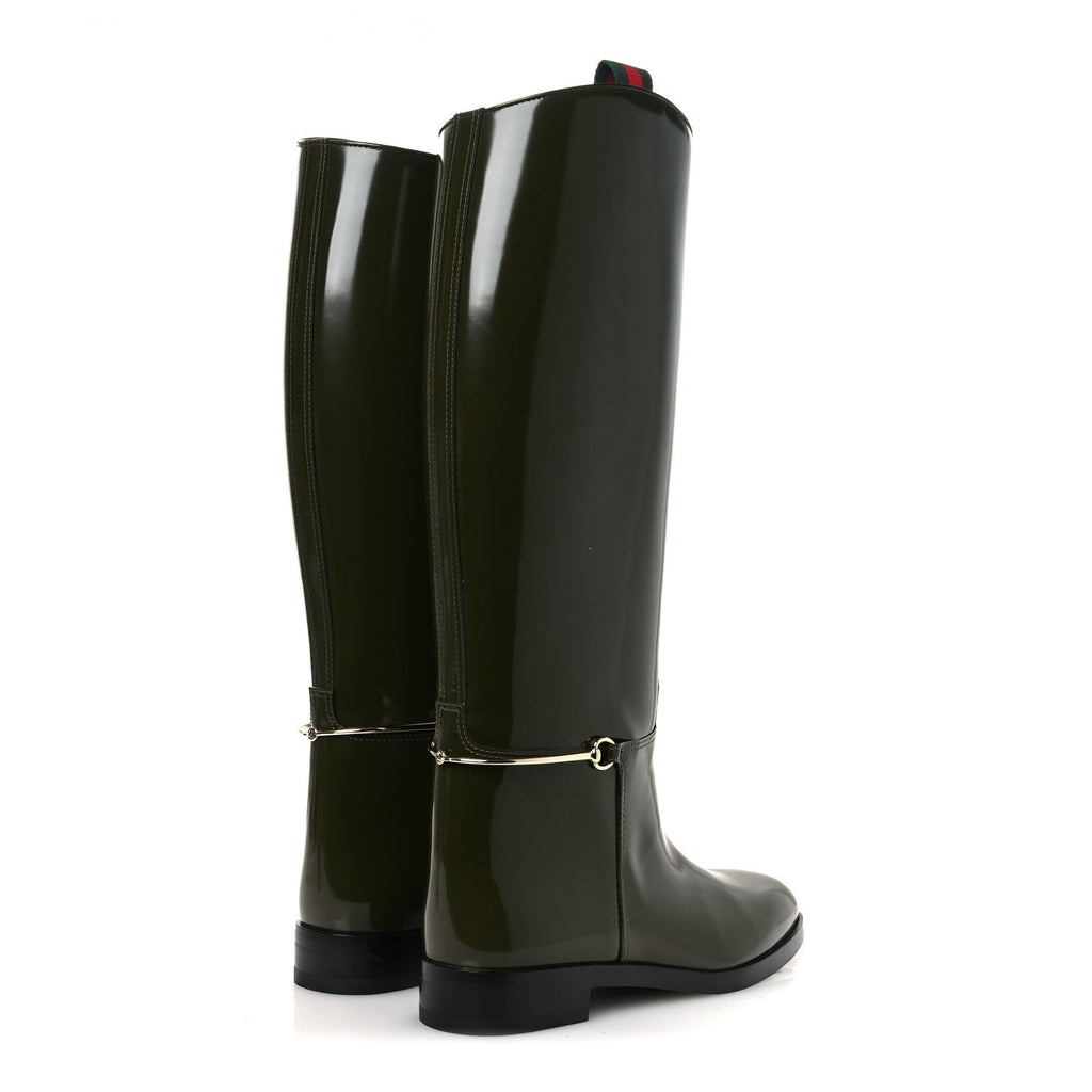 BRUSHED CALFSKIN MICHELANGELO SLIM HORSEBIT RIDING BOOTS LUSCIOUS GREEN