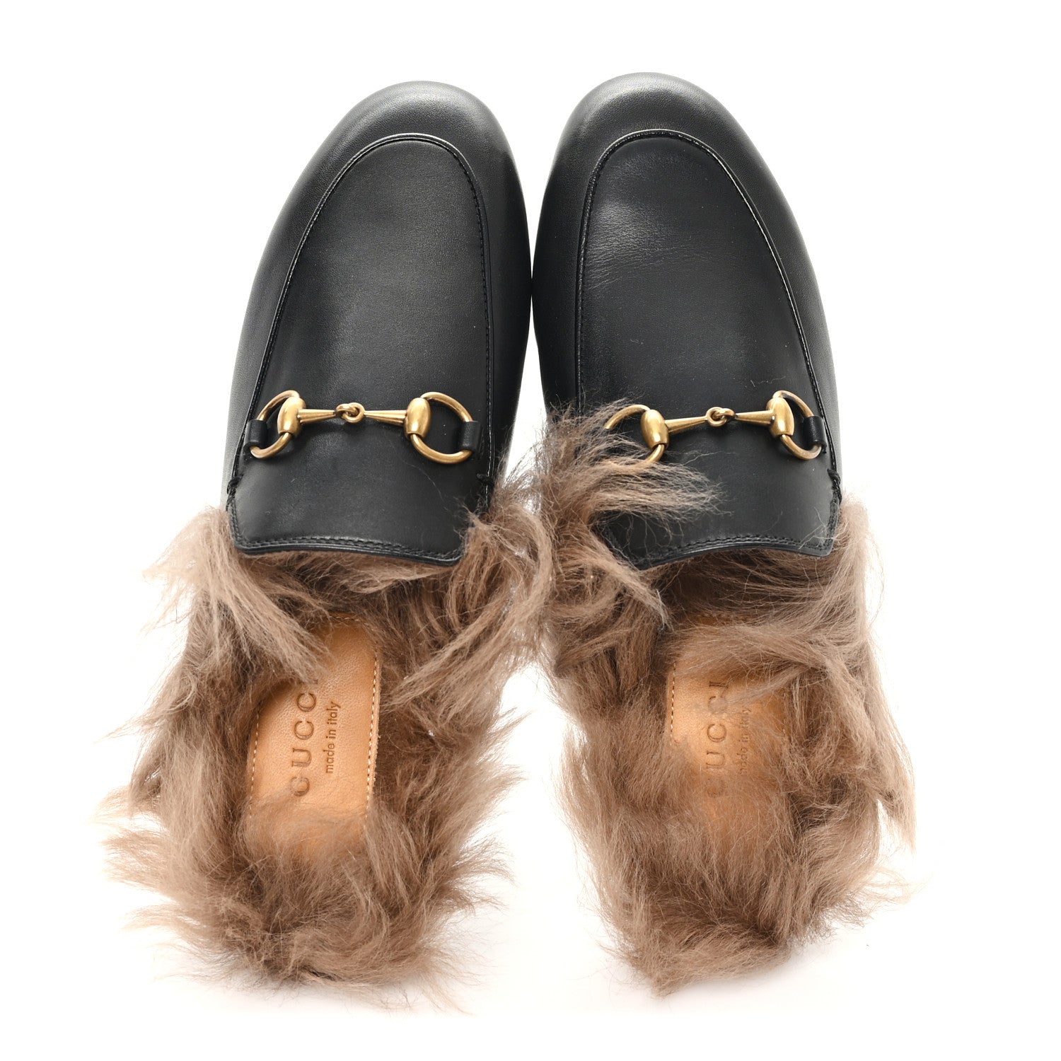 CALFSKIN FUR WOMENS PRINCETOWN SLIPPERS BLACK