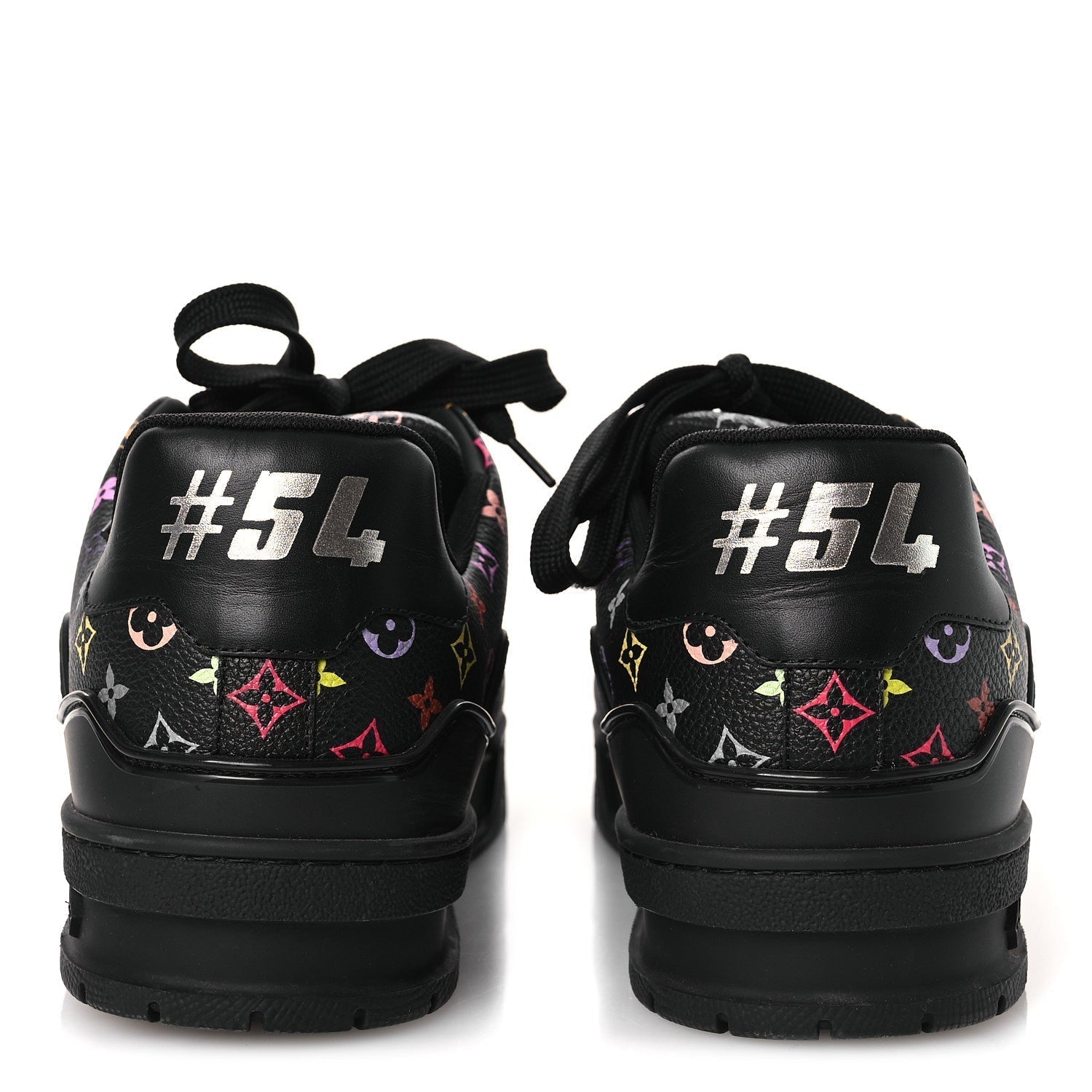 LV X TM CALFSKIN MONOGRAM MULTICOLOR WOMENS LV TRAINER SNEAKERS BLACK