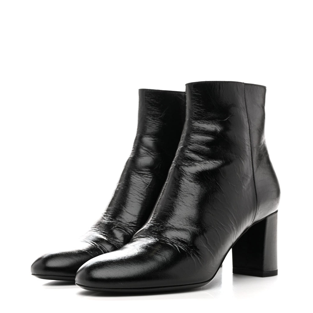 CALFSKIN LOULOU 70 UNIFORM ANKLE BOOTS BLACK