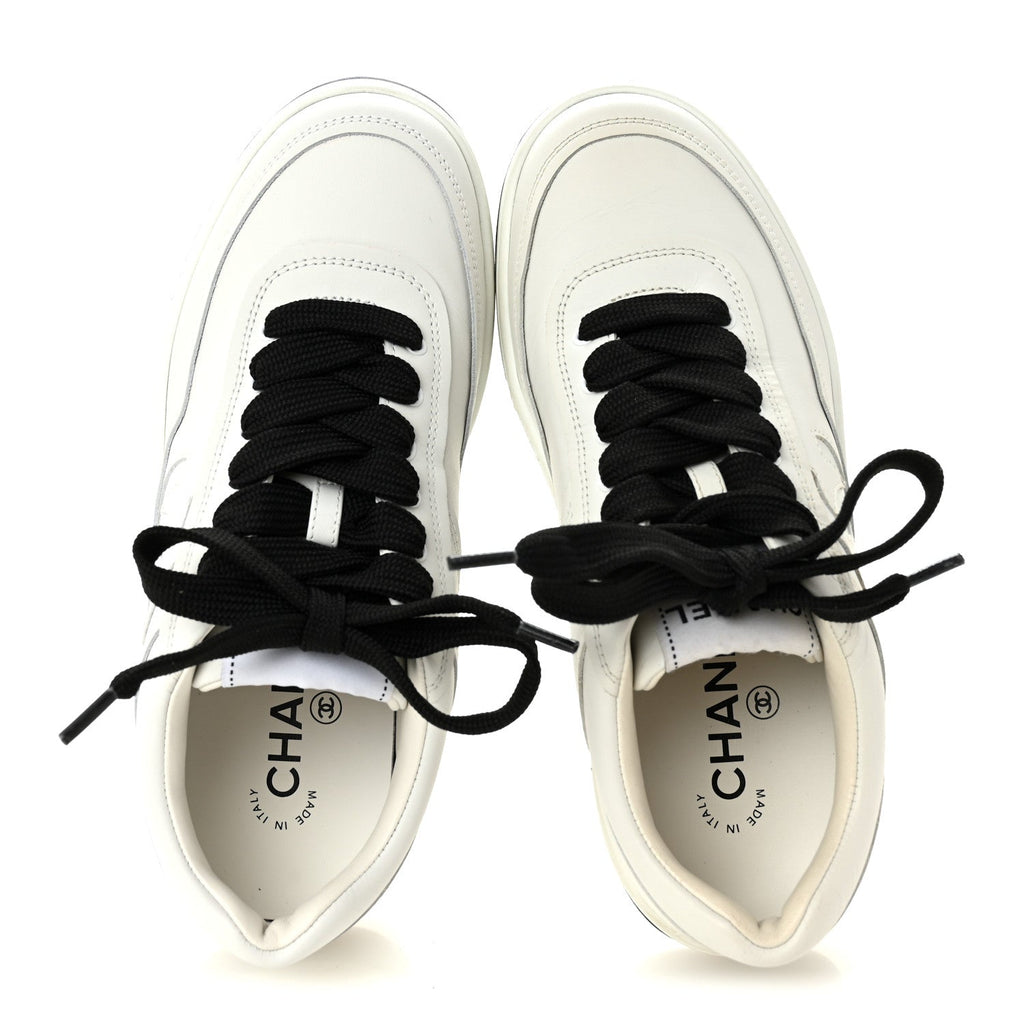 CALFSKIN CC WOMENS SNEAKERS WHITE BLACK